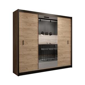 Šatní skříň se zrcadlem MIRO 250x215 cm dub craft/černá CRAFT 250 Craft/Czarny obraz