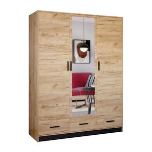 Šatní skříň se zrcadlem SANNA 150x215 cm dub craft SOFIA 150 Craft obraz
