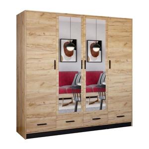 Šatní skříň se zrcadlem SANNA 200x200 cm dub craft SOFIA 200 Craft obraz