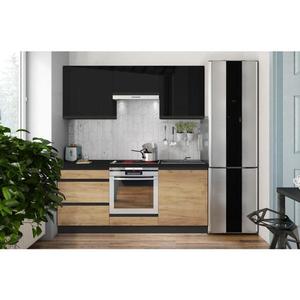 Kuchyňská linka MARINA 180 cm dub craft/lesklá černá Brick 180 černá lesk/craft obraz