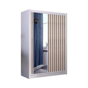Šatní skříň se zrcadlem SANTINO 150x215 cm bílá/dub craft LADDER 150 Biały/Lamele Dąb craft obraz