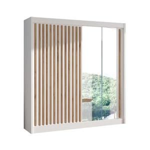 Šatní skříň se zrcadlem SANTINO 203x215 cm bílá/dub craft LADDER 203 Biały/Lamele Dąb craft obraz