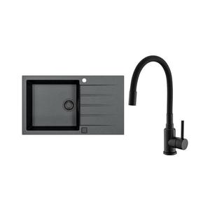 ALVEUS SETA23232 - Kuchyňský dřez CADIT+dřezová baterie MINTAS 34cm granit/černá SETA23232 obraz