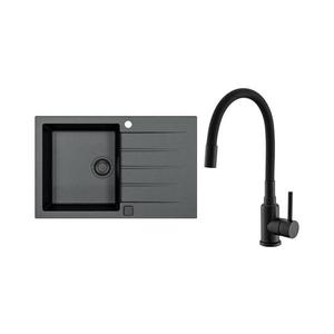 ALVEUS SETA23231 - Kuchyňský dřez CADIT+dřezová baterie MINTAS 34cm granit/černá SETA23231 obraz