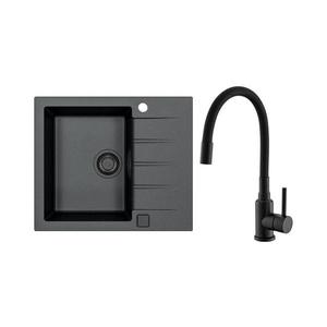 ALVEUS SETA23230 - Kuchyňský dřez CADIT+dřezová baterie MINTAS 34cm granit/černá SETA23230 obraz