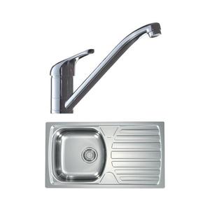 ALVEUS SETA259 - Kuchyňský dřez BASIC+dřezová baterie RIVIERA 14, 8cm satin/chrom SETA259 obraz