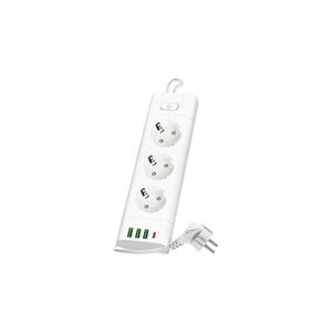 Rozbočovací zásuvka s vyp. LINEA PRO 3x230V + 3xUSB-A + 1xUSB-C SCHUKO 3 m bílá 004206 obraz