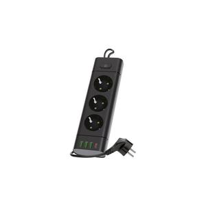 Rozbočovací zásuvka s vyp. LINEA PRO 3x230V + 3xUSB-A + 1xUSB-C SCHUKO 3 m černá 004207 obraz