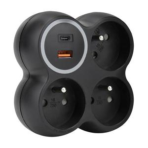 P106CB-PD20 - Rozbočovací zásuvka 3x 15A USB A+C černá P106CB-PD20 obraz