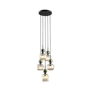 Lustr na lanku SOPHIA 5xE14/10W/230V černá/zelená/kouřová béžová 11149 obraz
