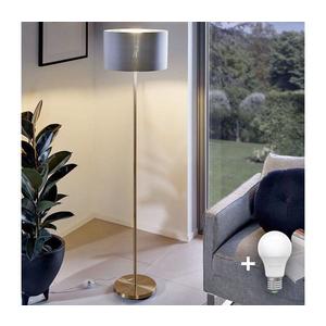 LED Stojací lampa TUNJA 1xE27/20W/230V pr. 30 cm zlatá/šedá 1xSA2189+1xEG32489 obraz