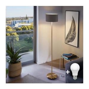 LED Stojací lampa TUNJA 1xE27/20W/230V pr. 30 cm zlatá/hnědá 1xSA2189+1xEG32491 obraz