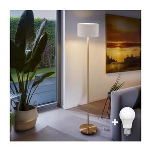 LED Stojací lampa TUNJA 1xE27/20W/230V pr. 30 cm zlatá/bílá 1xSA2189+1xEG32487 obraz