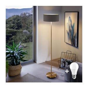 LED Stojací lampa TUNJA 1xE27/20W/230V pr. 38 cm zlatá/hnědá 1xSA2189+1xEG32474 obraz
