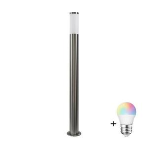 LED RGBW Stmívatelná venkovní lampa LIVIA 1xE27/6, 5W/230V 100 cm IP44 stříbrná SA0464+AI0818 obraz