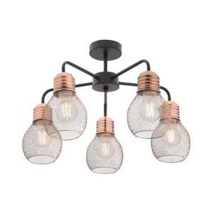 Redo 01-1577 - Lustr na tyči EDISON 5xE27/42W/230V pr. 53 cm černá/měděná 01-1577 obraz