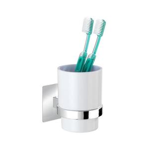 WENKO 23847800-Kelímek na kartáčky TURBO-LOC QUADRO ED. 7x9, 5 cm lesk.chrom/bílá 23847800 obraz