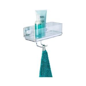 WENKO 22694100-Polička VACUUM-LOC QUADRO ED 25, 5x15 cm stříbrná/lesk. chrom/čirá 22694100 obraz