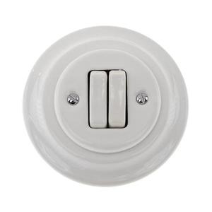 Bohemia-Design - Porcelánový retro dvojitý vypínač s rámečkem č. 6+6 bílá 12357541 obraz