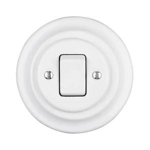 Bohemia-Design - Porcelánový retro jednoduchý vypínač s rámečkem č. 7 bílá 12357552 obraz