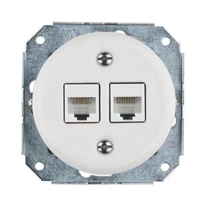Bohemia-Design -Porcelánová retro ethernetová zásuvka bez rámečku 2x CAT.5E bílá 12359363 obraz