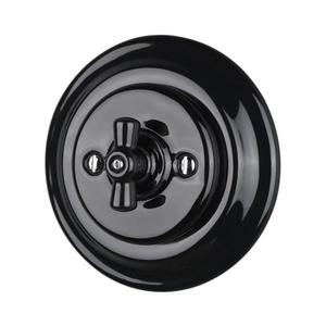 Bohemia-Design - Porcelánový retro vypínač otočný s rámečkem č. 7 černá 12359373 obraz