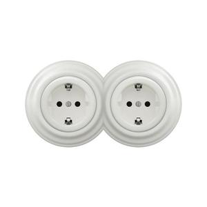 lap - Dvojitá retro zásuvka domovní s rámečkem SCHUKO 230V/16A bílá 2xKA0008+2xKA0106 obraz