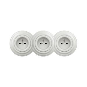 lap - Trojitá retro zásuvka domovní s rámečkem 230V bílá KA0009+2xKA0008+3xKA0006 obraz
