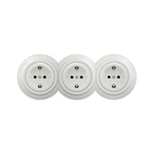 lap - Trojitá retro zásuvka domovní s rámečkem SCHUKO 230V bílá KA0009+2xKA0008+3xKA0106 obraz