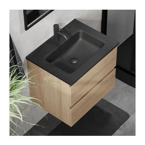 BATH DELUXE Koupelnová skříňka s umyvadlem CONOR 61 cm dub/černá BT0096+BT0126 obraz