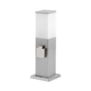 Venkovní lampa se 2 zásuvkami SCHUKO 1xE27/20W/230V matný chrom IP44 50790000003015 obraz