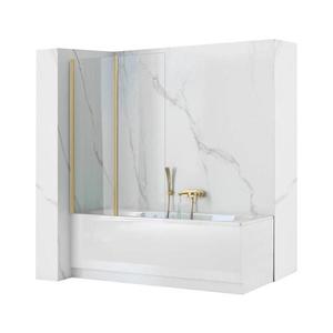 REA-K9777 - Skládací vanová zástěna AGAT 140x100 cm broušená zlatá/čirá REA-K9777 obraz