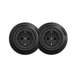 lap - Dvojitá retro zásuvka domovní s rámečkem SCHUKO 230V černá 2xKA0017+2xKA0107 obraz