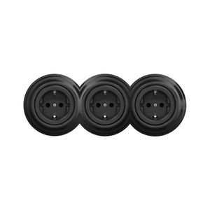 lap - Trojitá retro zásuvka domovní s rámečkem SCHUKO 230V černá KA0018+2xKA0017+3xKA0107 obraz
