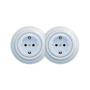 lap - Dvojitá retro zásuvka domovní s rámečkem SCHUKO 230V modrá 2xKA0026+2xKA0108 obraz