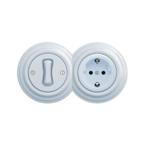 lap - Retro jednopólový vypínač č. 1 a zásuvka SCHUKO 230V s rámečkem modrá 2xKA0026+KA0019+KA0108 obraz