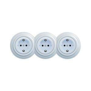lap - Trojitá retro zásuvka domovní s rámečkem SCHUKO 230V modrá KA0027+2xKA0026+3xKA0108 obraz