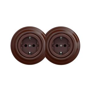 lap - Dvojitá retro zásuvka domovní s rámečkem SCHUKO 230V hnědá 2xKA0035+2xKA0109 obraz