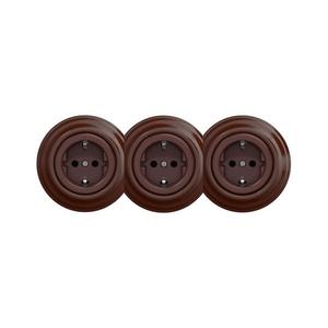 lap - Trojitá retro zásuvka domovní s rámečkem SCHUKO 230V hnědá KA0036+2xKA0035+3xKA0109 obraz