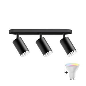 LED RGBW Stmívatelné koupelnové bodové svítidlo TURYN 3xGU10/6, 5W/230V IP44 čer SA1915+3xAI0414 obraz