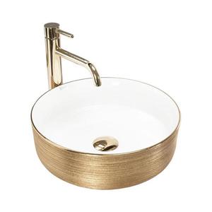 REA-U6630 - Umyvadlo na desku SAMI pr. 36 cm keramika/bílá/broušená zlatá REA-U6630 obraz