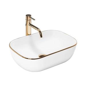 REA-U8736 - Umyvadlo na desku BELINDA 33, 5x46, 5 cm keramika/bílá/zlatá REA-U8736 obraz