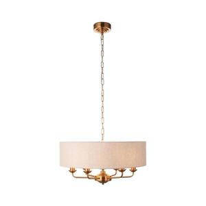 Endon 110722 - Lustr na řetězu HIGHCLERE 6xE14/40W/230V béžová/mosaz pr. 55 cm 110722 obraz