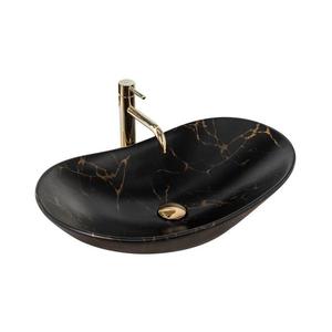 REA-U7478 - Umyvadlo na desku ROYAL 36x62 cm keramika/černá/dekor mramoru REA-U7478 obraz