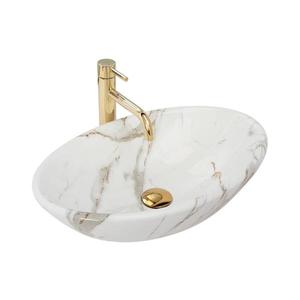 REA-U9685 - Umyvadlo na desku PAMELA 33x53 cm keramika/dekor mramoru REA-U9685 obraz