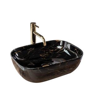 REA-U8907 - Umyvadlo na desku BELINDA 33, 5x46, 5 cm keramika/černá/dekor mramoru REA-U8907 obraz