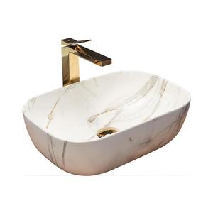 REA-U6596 - Umyvadlo na desku BELINDA 33, 5x46, 5 cm keramika/dekor mramoru REA-U6596 obraz