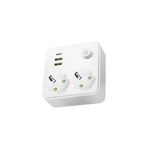 Rozbočovací zásuvka s vypínačem LINEA 2x230V + 3xUSB A/C SCHUKO bílá 004317 obraz