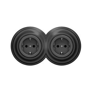 lap - Dvojitá retro zásuvka domovní s rámečkem SCHUKO 230V antracit 2xKA0044+2xKA0110 obraz