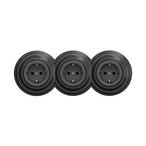 lap - Trojitá retro zásuvka domovní s rámečkem SCHUKO 230V antracit KA0045+2xKA0044+3xKA0110 obraz
